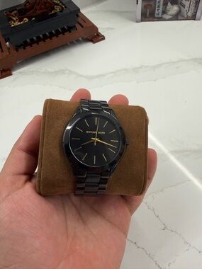 Michael Kors Black and Gold Minimalist Link Bracelet Watch